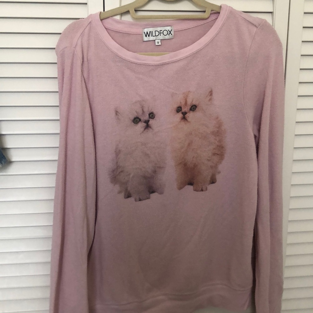 WILDFOX PINK CAT SWEATER